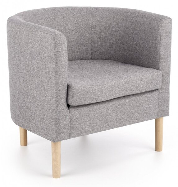 Poltrona Clubby in tessuto grigio/legno naturale - H64 cm