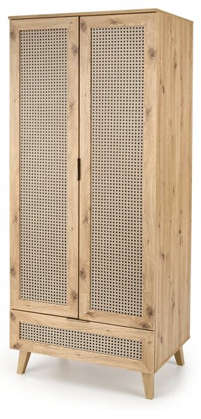 Credenza Borneo S-1 in rovere castagno/nero - H200 cm
