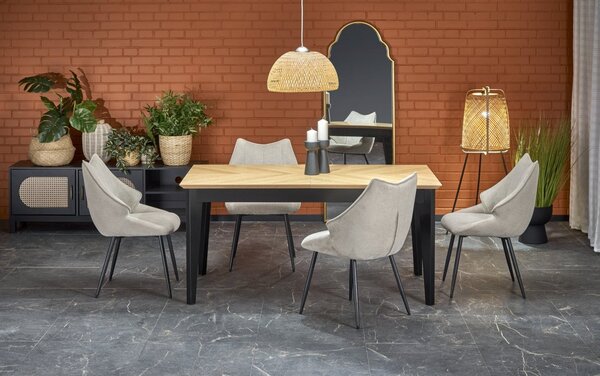 Tavolo allungabile Edmondo in rovere naturale/nero - L160-240 cm