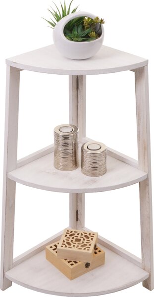 Scaffale angolare MCW-K44, scaffale da salotto, 3 ripiani, 80x37x37 cm, MDF di paulownia ~ bianco shabby