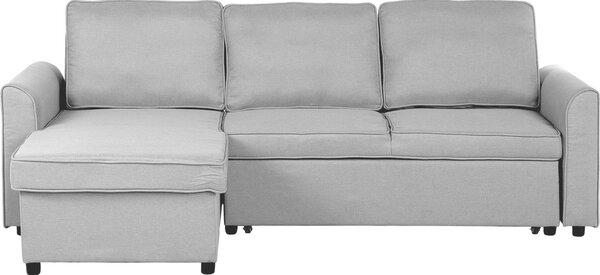 BELIANI Set di divani ad angolo, grigio chiaro, imbottitura a L a destra, funzione letto, soggiorno moderno