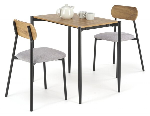 Set tavolo + 2 sedie Nando in legno naturale/nero