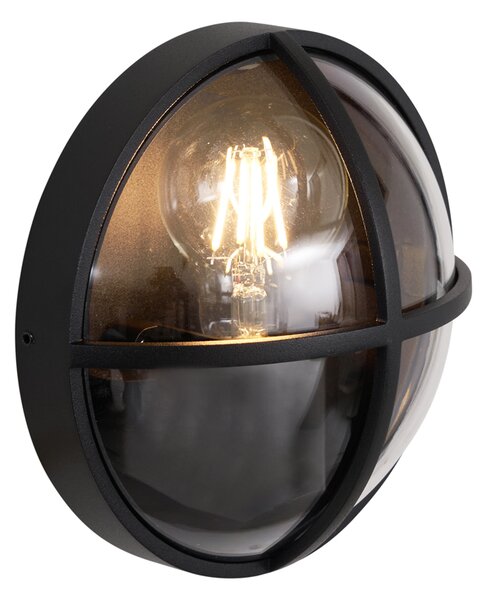 Lampada da parete per esterni nera rotonda IP65 - Target