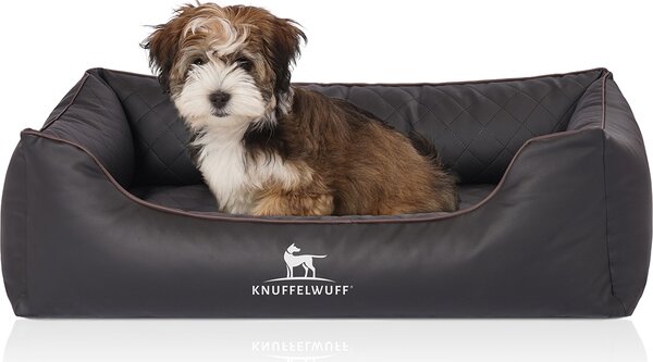 Cuccia ortopedica Knuffelwuff Madison in Pelle finta trapuntata al laser M-L 85 x 63cm nero