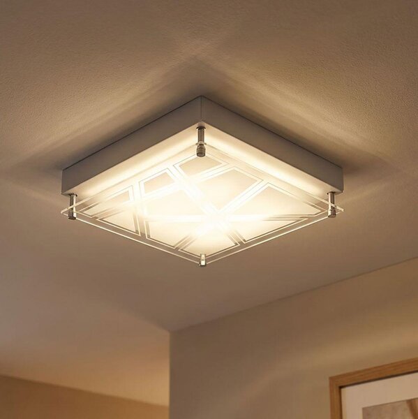Plafoniera LED, metallo, paralume a campione, argento, L 25 cm