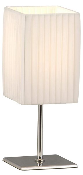Lampada da tavolo a LED, tessuto bianco, cromo, H 26 cm