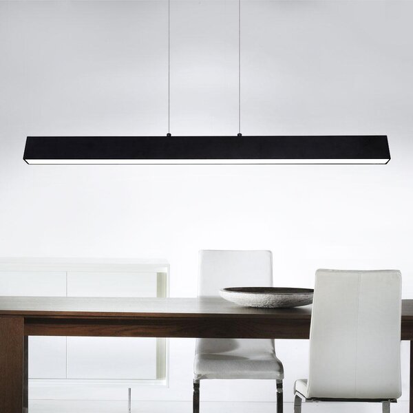 Lampada a sospensione a LED, dimmerabile, metallo nero, lunghezza 121 cm