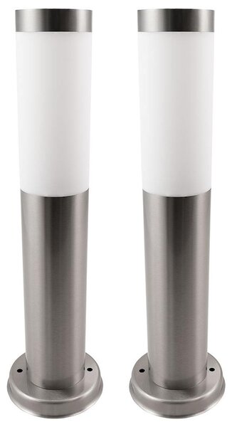 Set da 2 lampade da battiscopa a LED RGB, acciaio inossidabile, argento, H 45 cm