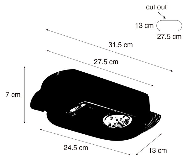 Set di 6 faretti da incasso arrotondati neri GU10 70mm 2-luci - Hubs