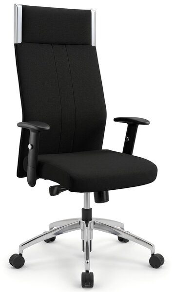 VERSEE Black-Line sedia direzionale in tessuto nero - sedia da ufficio e da scrivania ergonomica, comoda per lunghi periodi di seduta, robusta sedia girevole con una capacità di carico fino a 150 kg