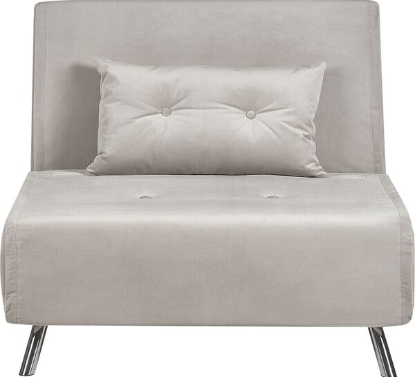 BELIANI Divano letto grigio chiaro rivestito in velluto Divano letto a 1 posto con cuscino design moderno
