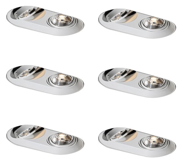Set di 6 faretti da incasso arrotondati bianchi GU10 70mm 2-luci - Hubs