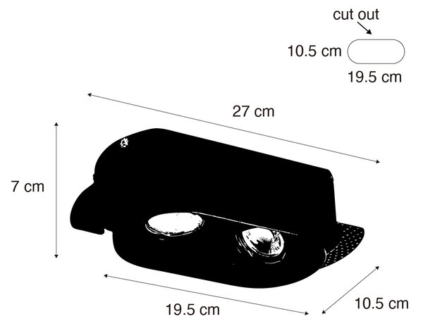 Faretto da incasso rotondo bianco GU10 50mm 2 luci - Hubs