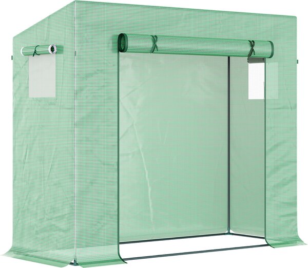 Serra Outsunny, 200 x 76 x 168 cm, serra in plastica con porta a rullo, serra per pomodori con finestra laterale, film reticolato in PE, serra resistente all'inverno per giardino, balcone, orticoltura