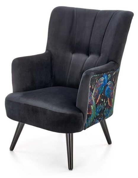 Poltrona Pagoni in velluto nero - H95 cm