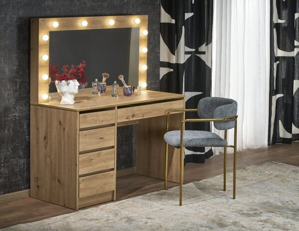 Toeletta Hollywood XL con specchio e LED in rovere artigianale