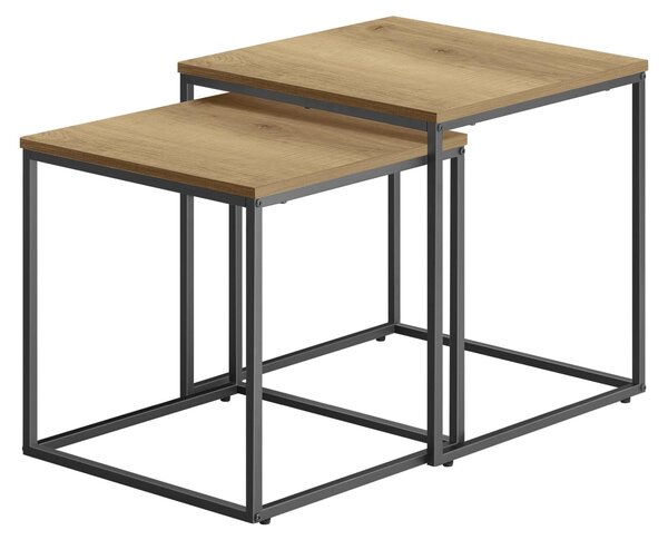 Tavolino Da Salotto - Leobert - Rovere/Gambe Nere - 50 X 50 X 50,5 Cm - Set Da 2