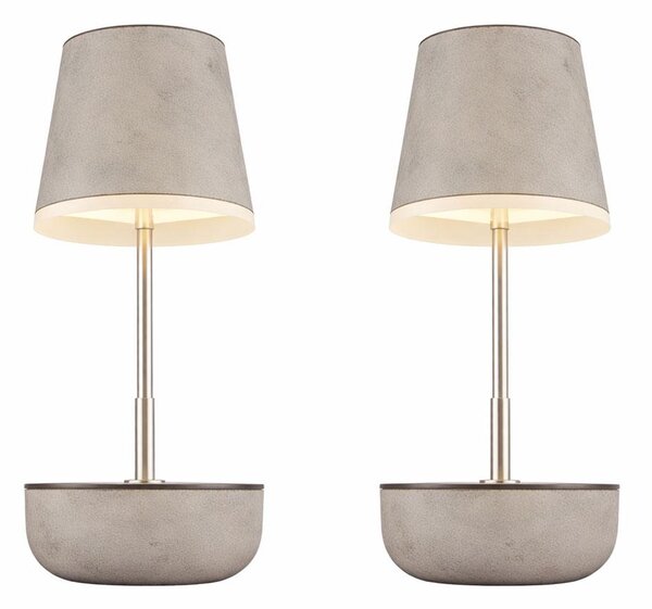 Lampada da tavolo a LED, 2 luci, a energia solare, orientabile, color sabbia, H 25 cm