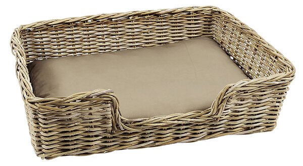 Cuccia per cani Kobolo 90x72x23 cm in robusto rattan intrecciato, con cuscino incluso, per cani di grossa taglia - Divano per cani, divano per animali domestici, cuscino reversibile, lettino per cani, tappetino per cani, divanetto