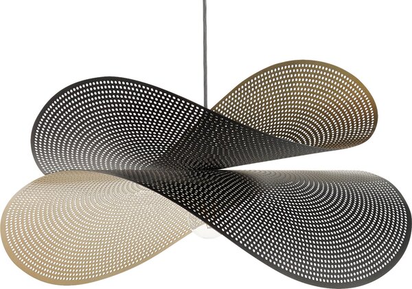 BELIANI Lampada a sospensione in metallo nero e oro con paralume arrotondato lampada a sospensione perforata