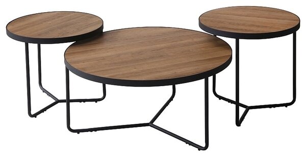 Set di 3 Tavolini da caffè Demeter in noce/nero