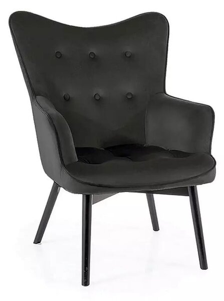 Poltrona Carmen in velluto nero - Blu19/nero opaco