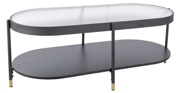 Tavolino da caffè Laguna B in vetro trasparente/nero - L110 cm