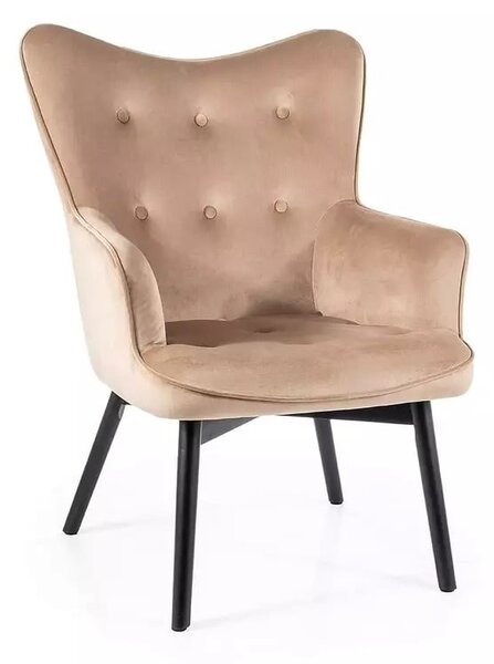 Poltrona Carmen in velluto beige - Blu28/nero opaco