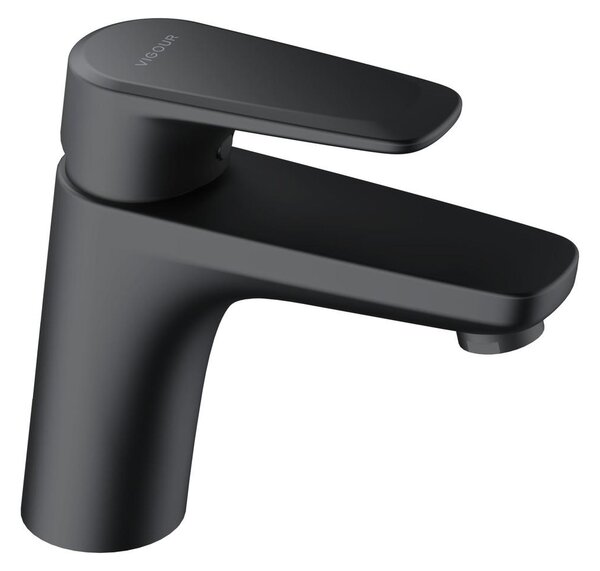 VIGOUR DERBY Miscelatore monocomando per lavabo senza scarico, nero opaco