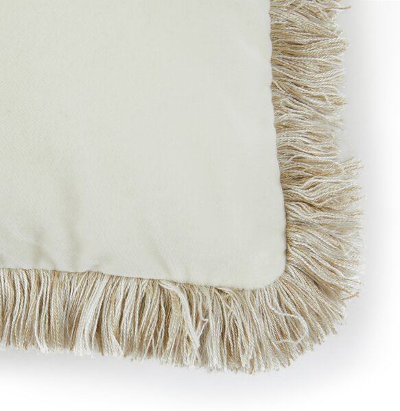 Cuscino D'arredo In Velluto Gothic Monogram 60X60 Premoli Di Bella Tinta Unita Ivory Caleffi