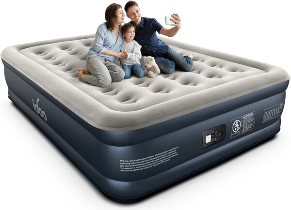 Materasso gonfiabile per 2 persone, autogonfiante, dimensioni 203x152x46 cm, colore grigio