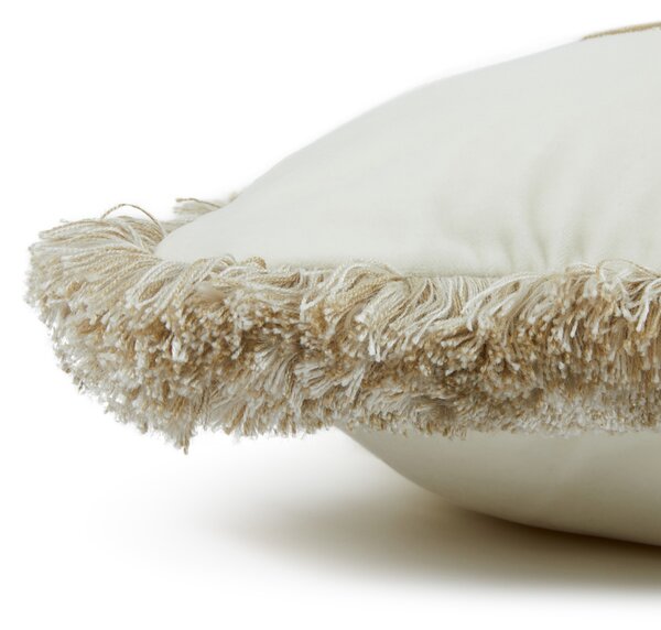Cuscino D'arredo In Velluto Gothic Monogram 60X60 Premoli Di Bella Tinta Unita Ivory Caleffi