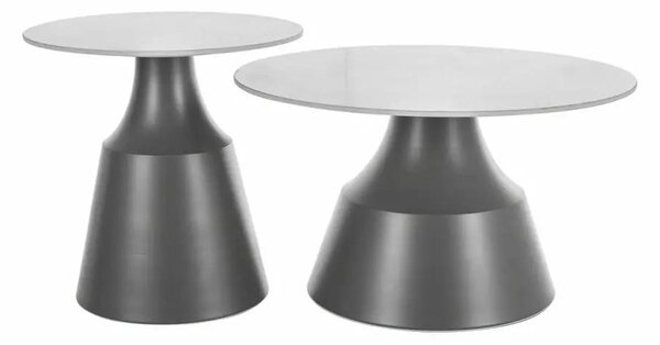 Set di 2 Tavolini da caffè Itaka in bianco/grigio - ø50/ø70