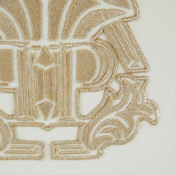 Cuscino D'arredo In Velluto Gothic Monogram 60X60 Premoli Di Bella Tinta Unita Ivory Caleffi