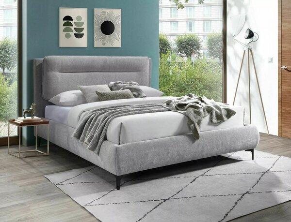 Letto Nikozja Raven in tessuto grigio 06/nero - 160x200 cm