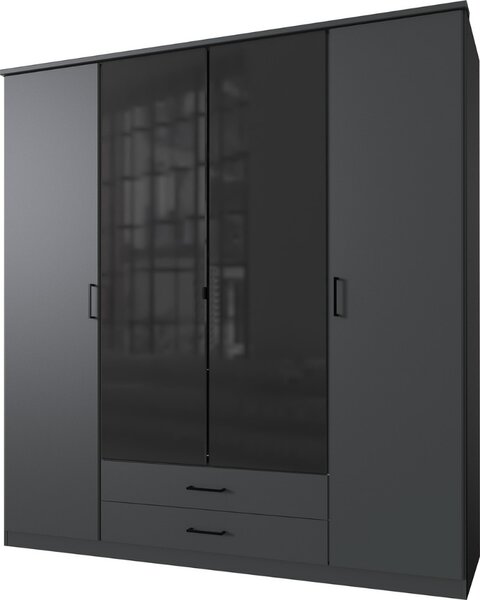 Armadio 4 ante battenti con 2 specchi e 2 cassetti L180 cm - SOEST