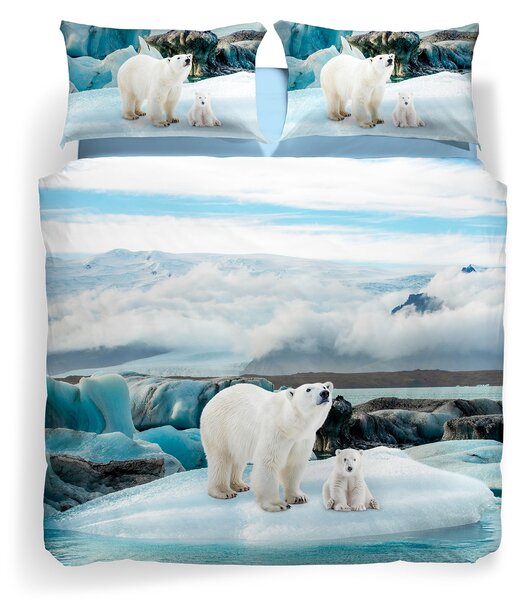 Completo Copripiumino In Cotone Polar Bears Matrimoniale Sogni Di Viaggio Fotografico Caleffi