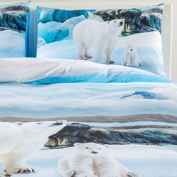 Completo Copripiumino In Cotone Polar Bears Matrimoniale Sogni Di Viaggio Fotografico Caleffi