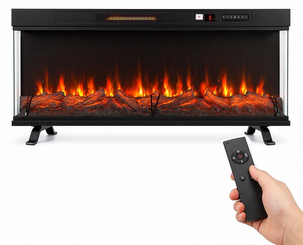 Ikodm, caminetto elettrico a 3 lati, 900/1800 W, con controllo tramite app e telecomando
