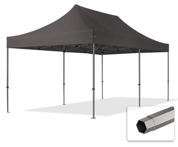 TOOLPORT 3x6m gazebo pieghevole, PREMIUM acciaio, grigio scuro