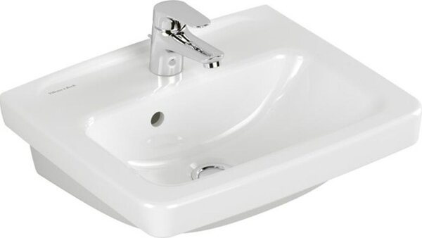 V&B lavamano Newo 45x37cm, bianco, angolare, 1 rubinetto, con troppopieno