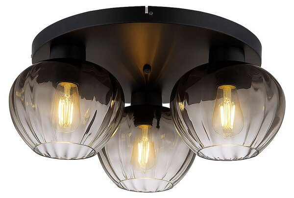 Lampada da soffitto a LED, nera, vetro fumé, P 45 cm