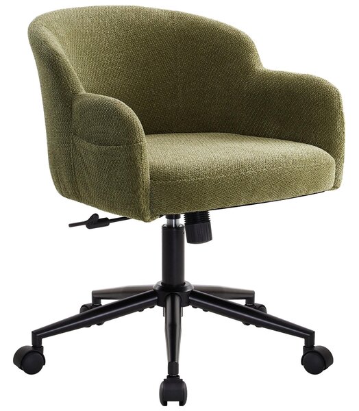 Sedia girevole IWMH, sedia da ufficio regolabile in altezza, sedia girevole per toeletta, scrivania, camera da letto - Velluto - Verde