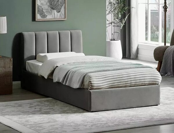 Letto Montreal in velluto grigio - 90x200 cm Tap. 192