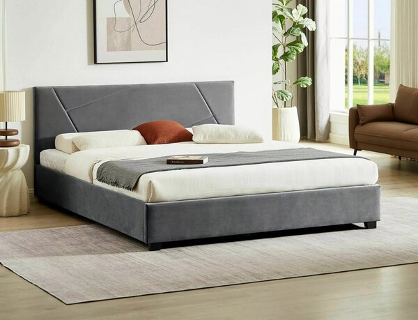 Letto Columbia in velluto grigio - Tap.192 140x200 cm