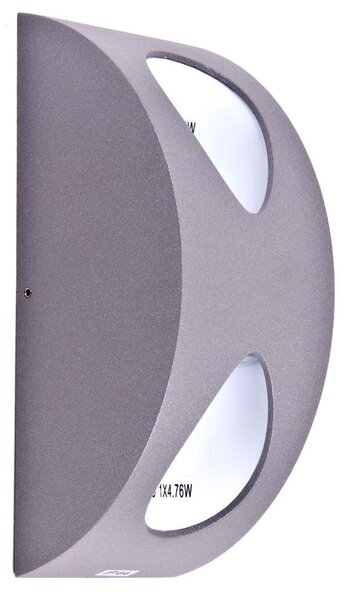Lampada da parete a LED, alluminio, colore argento e bianco, altezza 19 cm