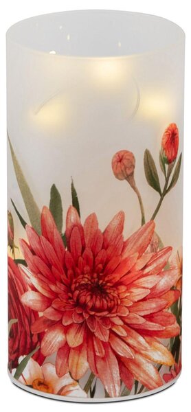 Formano Luce decorativa a LED Fiori estivi Cilindro in vetro 16 cm Motivo floreale Timer 6h/18h