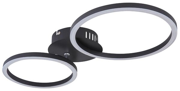 Lampada da soffitto a LED, design a cerchio, colore nero, lunghezza 49 cm