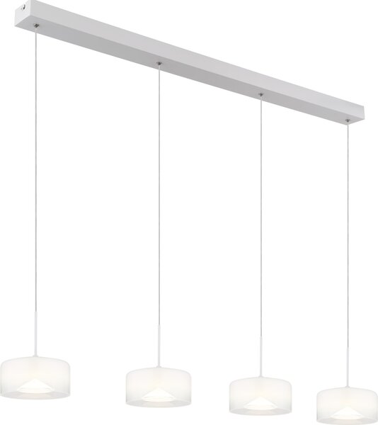 Lampada a sospensione LED bianco opaco, vetro opalino, H 150 cm