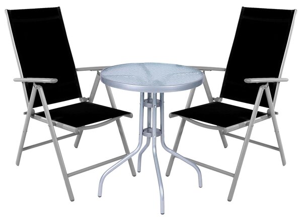 Set da bistrot, set da bistrot 3 pezzi, grigio argento / nero
